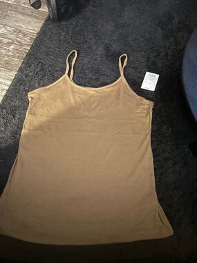Tank- New Day Brown Ribbed Cami Tank Top Women’s Large Stretch Cotton
